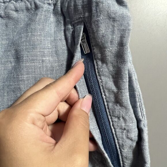 Athleta 100% Linen Retreat Linen Jogger Pants Chambray 8 Lagenlook Elastic Waist - Picture 3 of 9